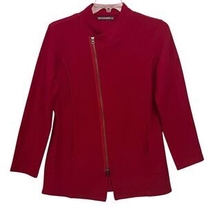 Eric Alexandre Jacket 100% Boiled Wool Red Front/Zip 2 Pockets Blazer Sz L